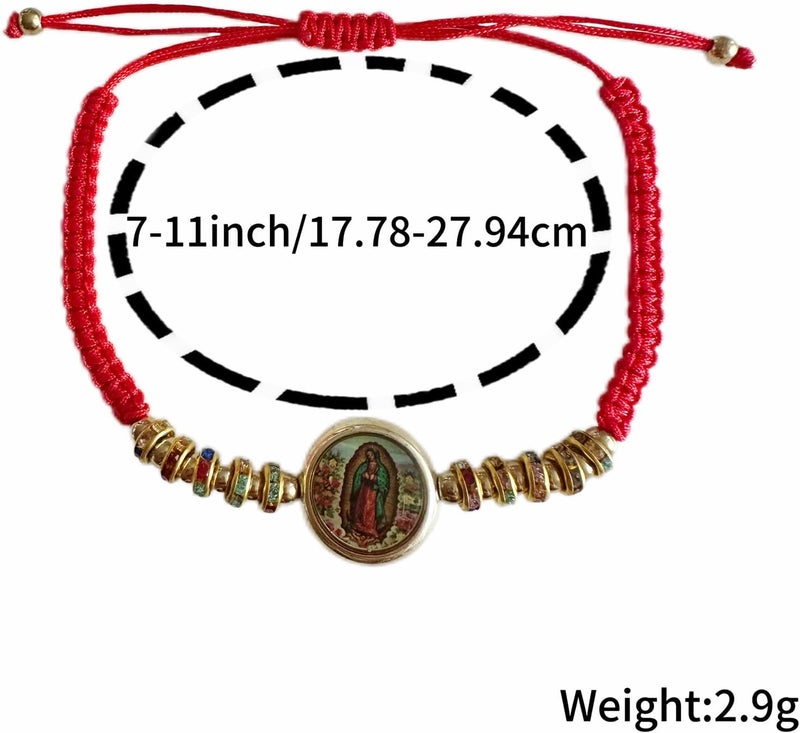 Bovemee 24PCS Virgin Mary Bracelets，Green Saint Jude bracelet Rosary Handmade Mexican bracelets,Virgen de Guadalupe Bracelet San Judas Tadeo Gift For Men Women - Image 4
